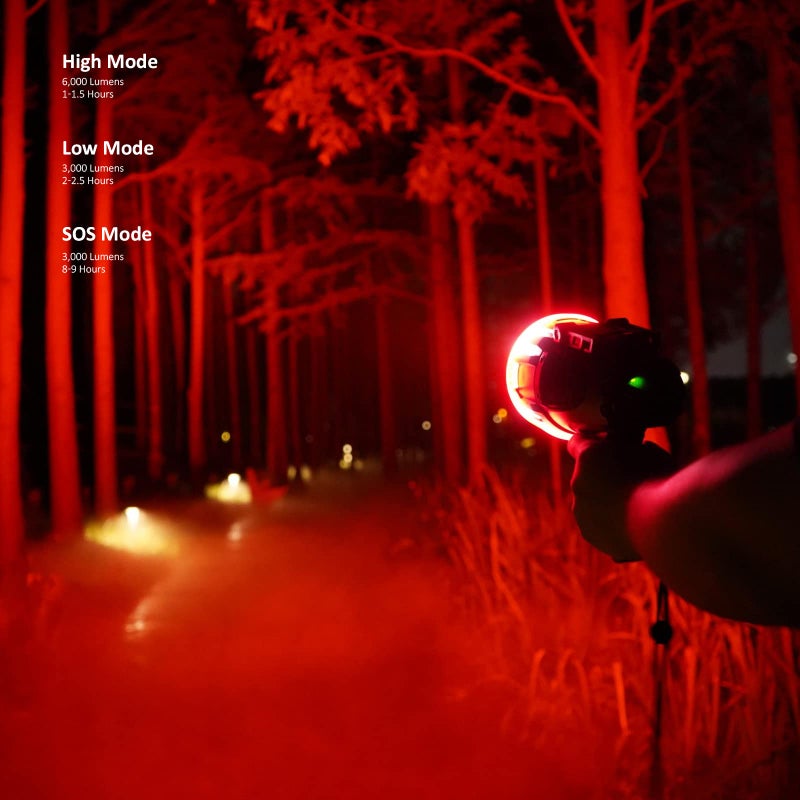GOODSMANN Rechargeable Marine Spotlight up to 6000 Lumen Portable Handheld Spot Light Waterproof Searchlight 70W Hunting Work Flashlight with USB Adapter Car Charger EVA Carrying Case Red Lens Filter - Image 2